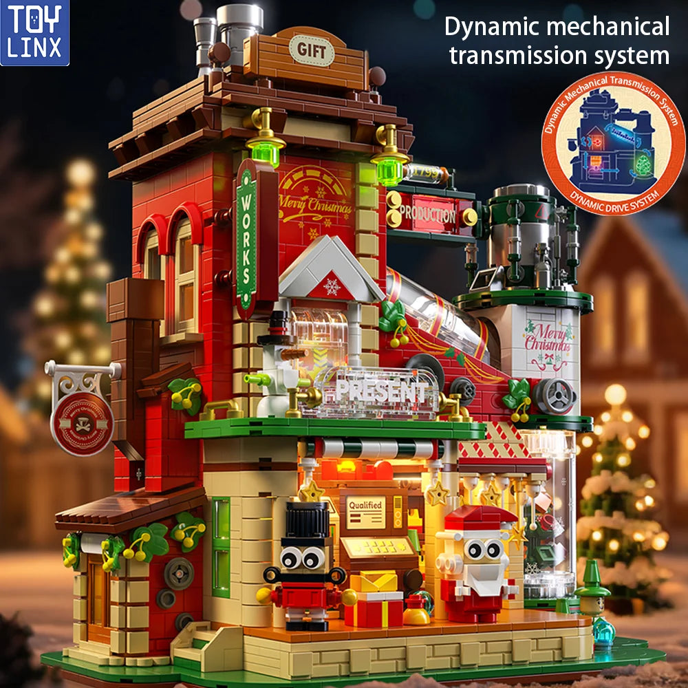 TOYLINX 2782PCS Christmas Gifts Building Block Ornament DIY Construction Blocking Factory Model Educational Toys For Children