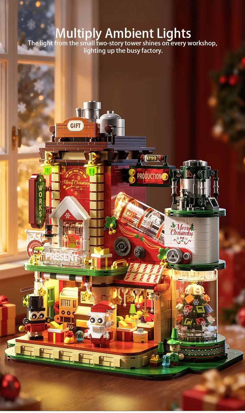 TOYLINX 2782PCS Christmas Gifts Building Block Ornament DIY Construction Blocking Factory Model Educational Toys For Children