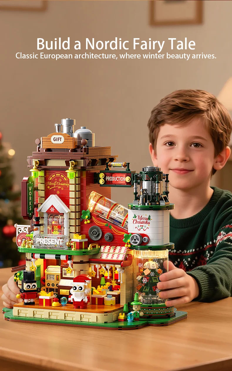 TOYLINX 2782PCS Christmas Gifts Building Block Ornament DIY Construction Blocking Factory Model Educational Toys For Children