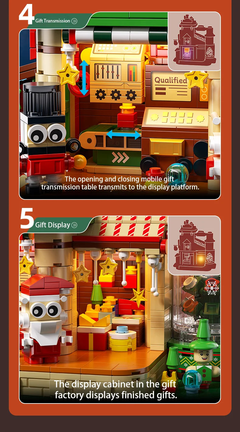 TOYLINX 2782PCS Christmas Gifts Building Block Ornament DIY Construction Blocking Factory Model Educational Toys For Children