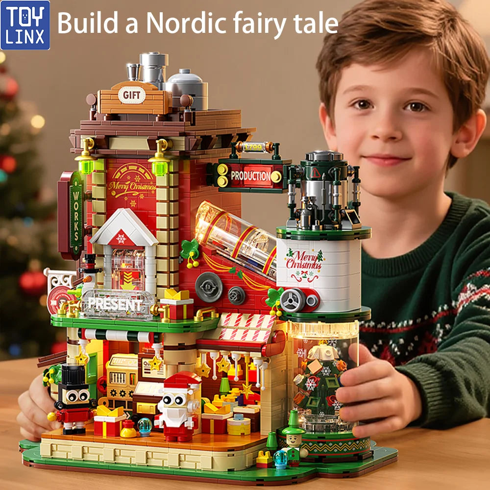 TOYLINX 2782PCS Christmas Gifts Building Block Ornament DIY Construction Blocking Factory Model Educational Toys For Children