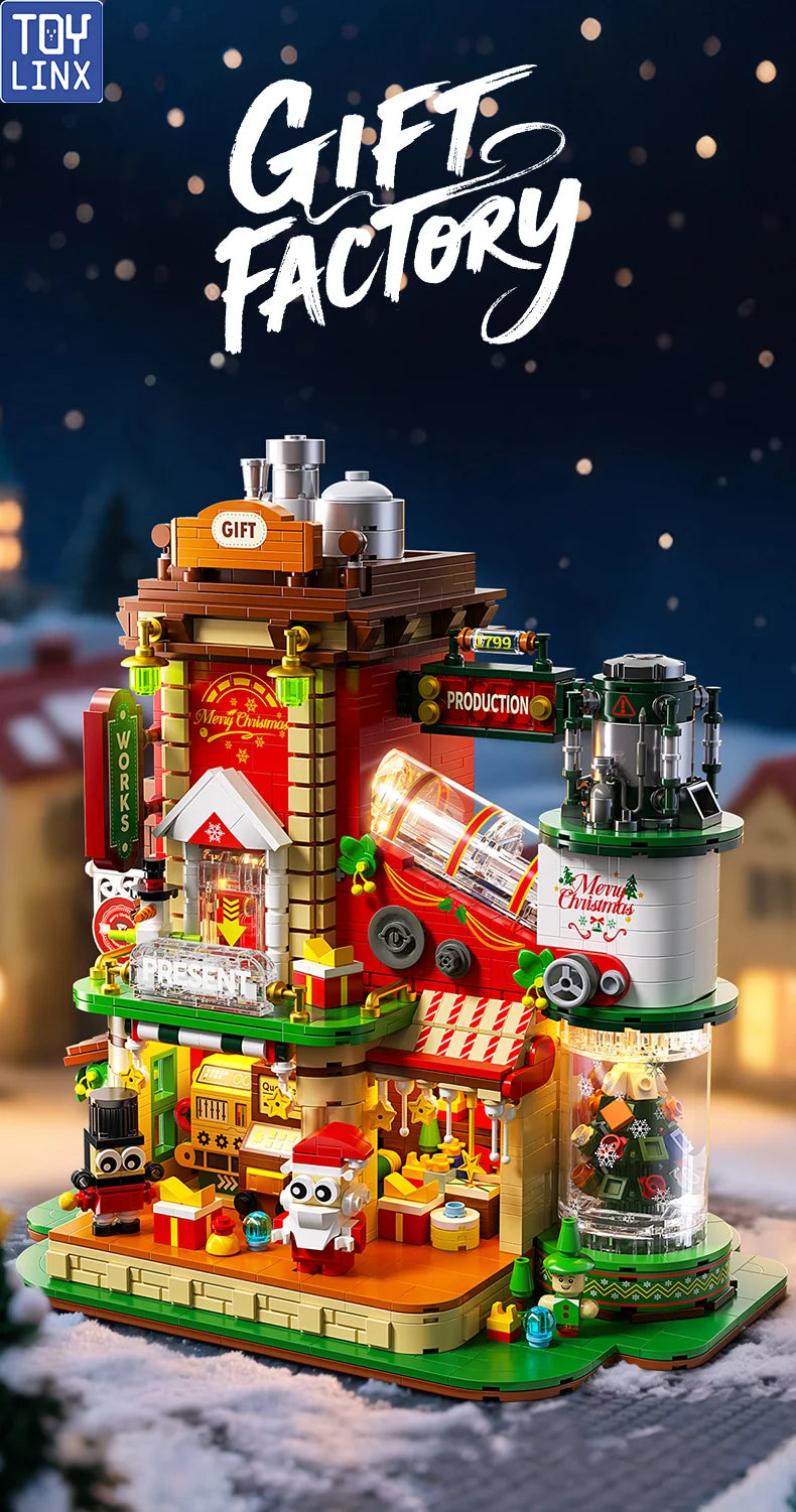 TOYLINX 2782PCS Christmas Gifts Building Block Ornament DIY Construction Blocking Factory Model Educational Toys For Children